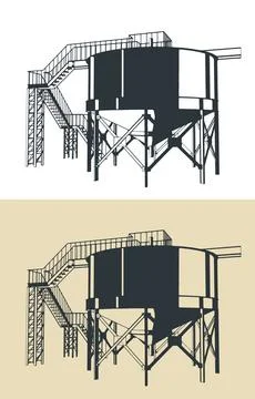 Mining Thickener Tank Illustration Stock Illustration