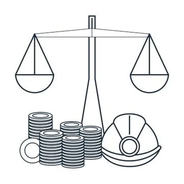 Mining tools and elements black and white Stock Illustration