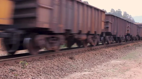 Mining transportation with moving train wagon Stock Footage 105984405