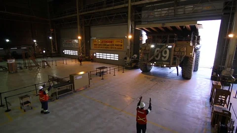Mining truck in garage Stock Footage 77050406