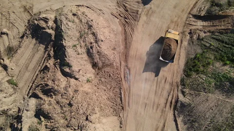 Mining truck transported sand from the open pit. Stock-Footage 156624750