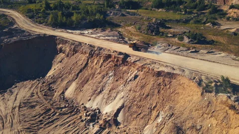 Mining truck transported sand from the open pit. Stock Footage 156626015