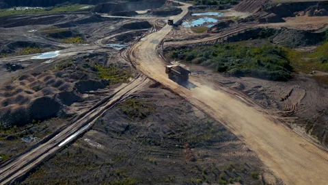 Mining truck transported sand from the open pit. Stock-Footage 156626057
