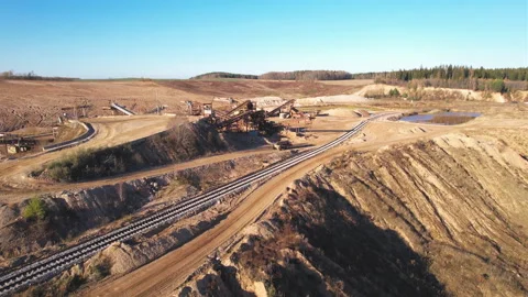 Mining truck transported sand from the open pit. Видео 167042842