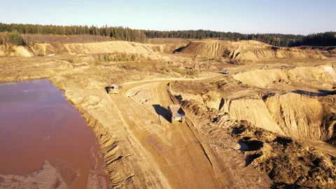 Mining truck transported sand from the open pit. 動画素材 167043155