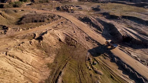 Mining truck transported sand from the open pit. Видео 167043454