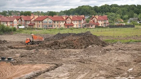 Mining truck working on a construction site Stock-Footage 77632824