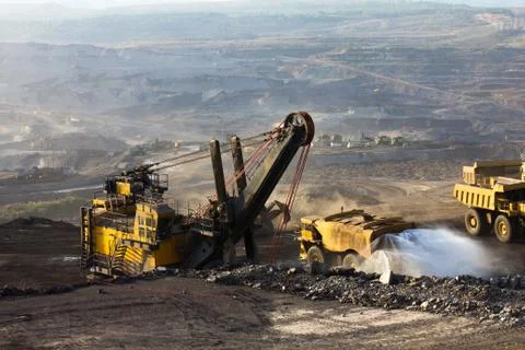 Mining truck working Stock Photos