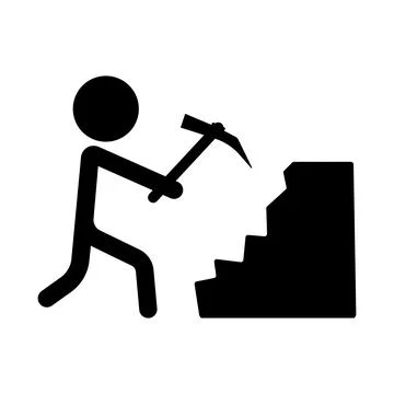 Mining underground resources people silhouette icon. Mining industry. Vector. Stock Illustration