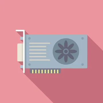 Mining video card icon flat vector. Computer gpu Stock Illustration