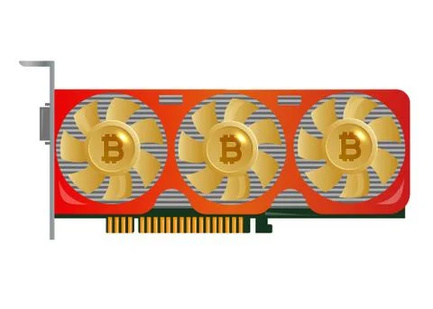 Mining video card. Miner of GPU. Technology extraction crypto currency. Stock Illustration