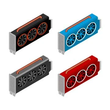Mining video card set. Miner of GPU. Technology extraction crypto currency. V Stock Illustration