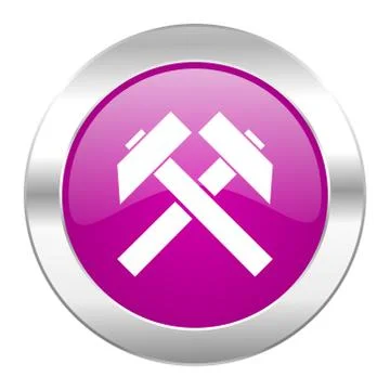 Mining violet circle chrome web icon isolated. Stock Illustration