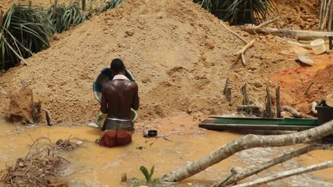 Mining in West Africa Stock Footage 111037322