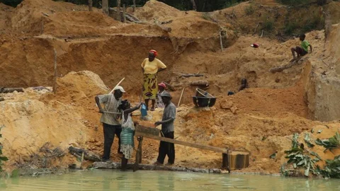 Mining in West Africa Stock Footage 111037338