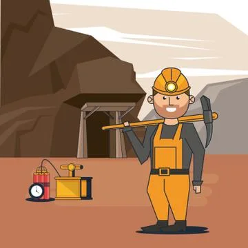 Mining worker cartoon Stock Illustration
