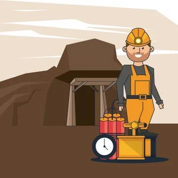 Mining worker cartoon Stock Illustration