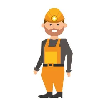 Mining worker with helmet and overalls Illustrazione stock