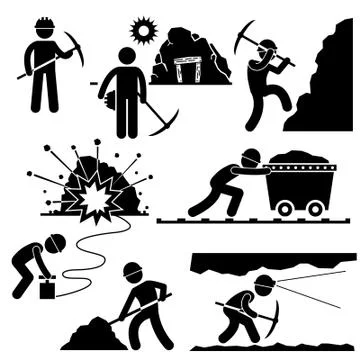 Mining Worker Miner Labor Stick Figure Pictogram Icon Stock Illustration