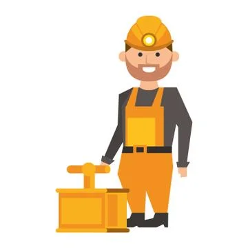 Mining worker with pick and tnt detonator Illustrazione stock