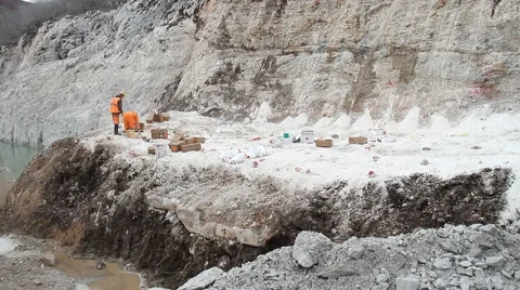 Mining worker prepare dynamite for explode Stock Footage 65003607