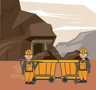 Mining workers cartoons 스톡 일러스트