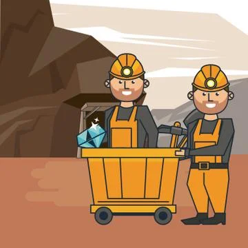 Mining workers cartoons 스톡 일러스트