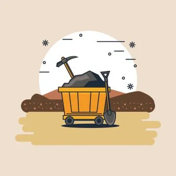 Mining zone and tools Stock Illustration