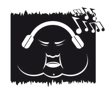 Minisalistic vector image of Fat Face with headphones Stock-Illustration
