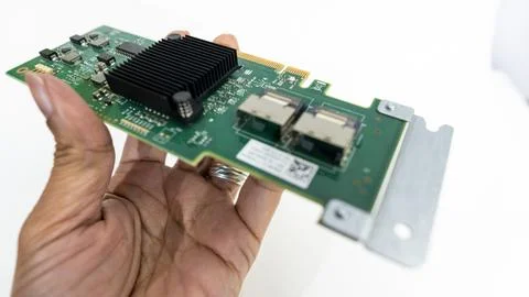 MiniSAS type controller card for SAS connection- Foto stock