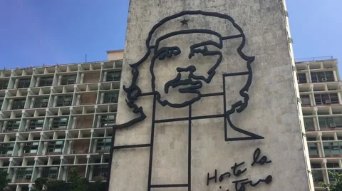Ministry of the Interior building with face of Che Guevara 스톡 동영상 52490904