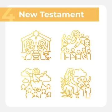 Ministry of Jesus gradient linear vector icons set Stock Illustration