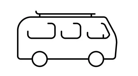 Minivan based mini camper vector icon. RV van with windows. Travel sign. Stock Illustration