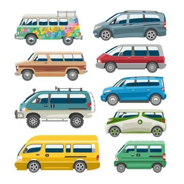 Minivan car vector van auto vehicle family minibus vehicle and automobile banner Stock Illustration