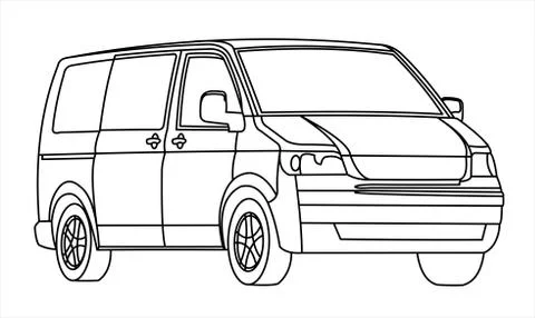 Minivan, three quarter view. Stock Illustration