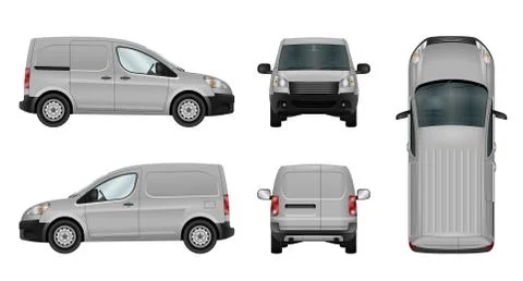 Minivan vector mock up. Isolated vehicle template side, front, back, top view Stock Illustration