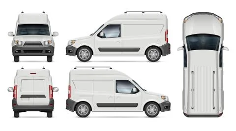 Minivan vector template. Vehicle branding mockup side, front, back, top view Stock Illustration
