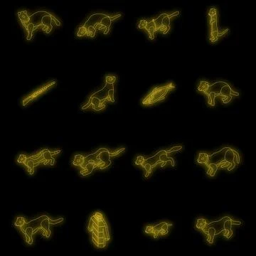 Mink icons set vector neon 스톡 일러스트