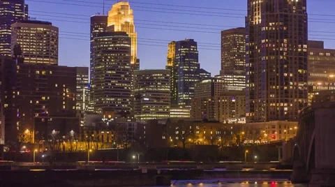 Minneapolis Building Lights Stock Footage 65322173