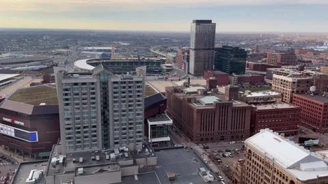 Minneapolis Cityscape Featuring Baseball Stadium and Urban Skyline Stock Footage 333793964