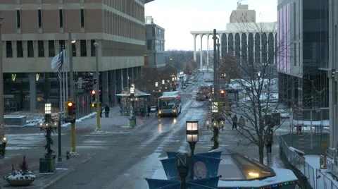 Minneapolis Downtown train from skywalk Stock Footage 47156458