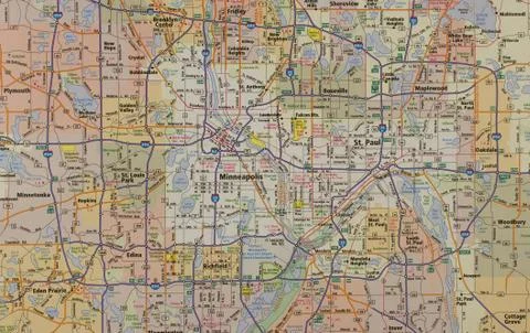 Minneapolis highway map. Stockfoto's