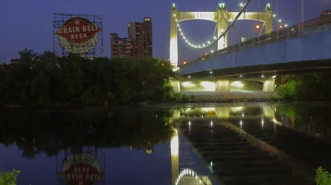 MINNEAPOLIS, MN - SPRING 2016 - The Famous Grain Belt Beer Sign Stock Footage 65321009
