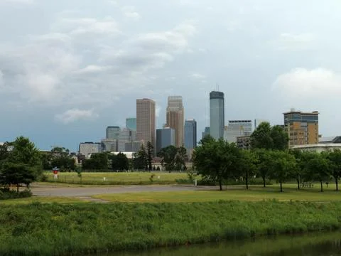Minneapolis Skyline after a Storm from Van White Park Stock Photos