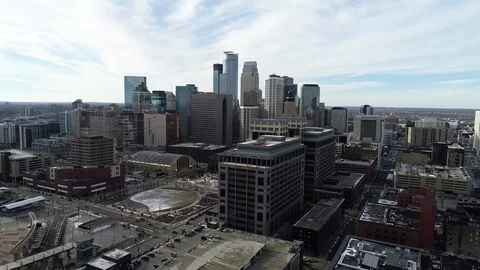 Minneapolis Skyline CLOSE-UP Right Downtown Video stock 100791153