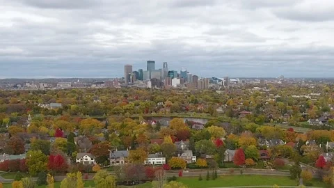 Minneapolis skyline drone Stock Footage 131457887