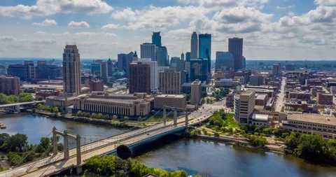 Minneapolis Skyline - Hyperlapse - 4K+ Stock Footage 94464968