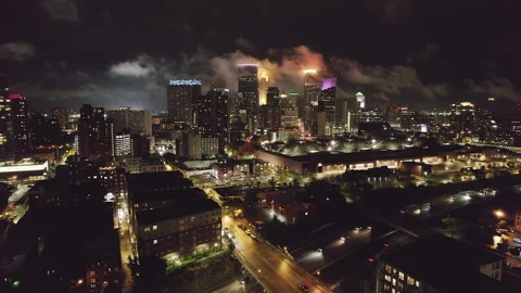 Minneapolis Skyline At Night With Clouds And Highway Stock Footage 281871730