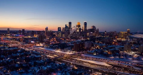 Minneapolis - Sunset to Dusk - Rush Hour Traffic TIme Lapse Stock Footage 103043685