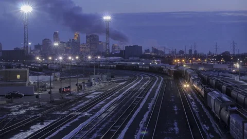 Minneapolis Trainyard at Blue Hour Video stock 73460928